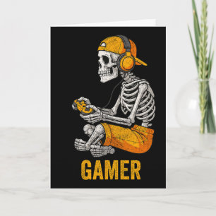 Halloween Skeleton Gamer Video Gaming Funny Skelet Card