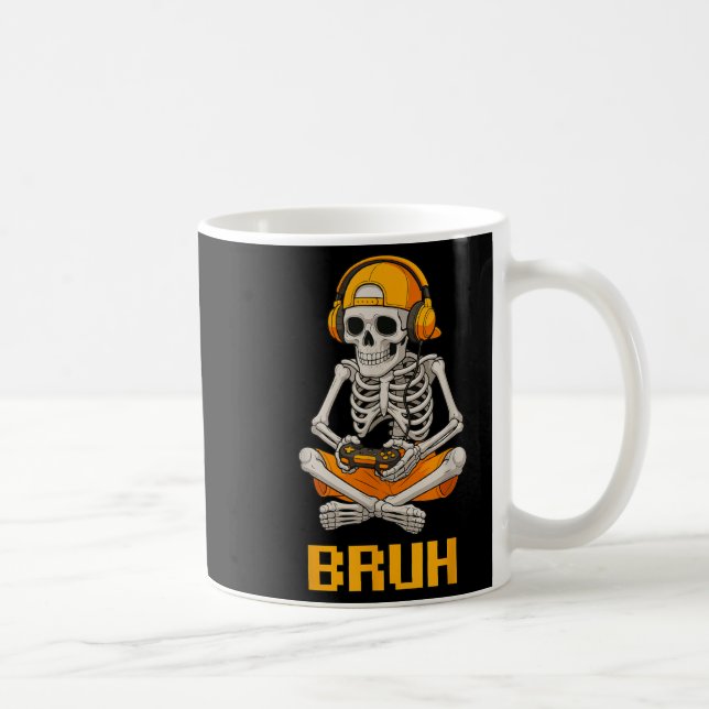 Halloween Skeleton Gamer Video Gaming Funny Skelet Coffee Mug (Right)