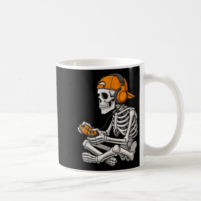 Halloween Skeleton Gamer Video Gaming Funny Skelet Coffee Mug (Right)