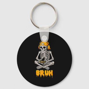 Halloween Skeleton Gamer Video Gaming Funny Skelet Key Ring