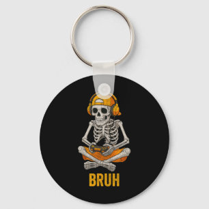 Halloween Skeleton Gamer Video Gaming Funny Skelet Key Ring