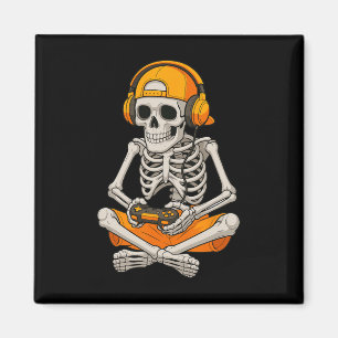 Halloween Skeleton Gamer Video Gaming Funny Skelet Magnet