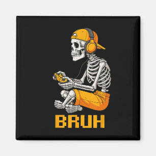 Halloween Skeleton Gamer Video Gaming Funny Skelet Magnet