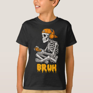 Halloween Skeleton Gamer Video Gaming Funny Skelet T-Shirt