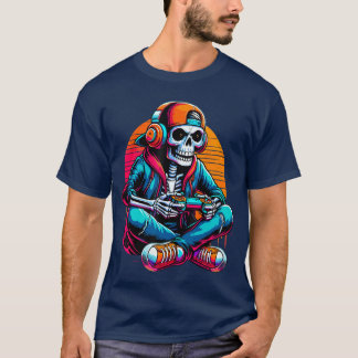 Halloween Skeleton Gamer Video Gaming girl T-Shirt