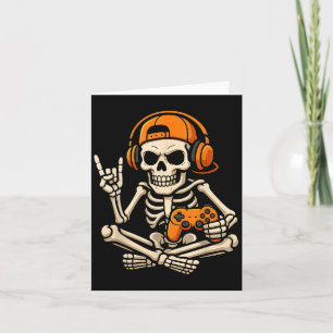 Halloween Skeleton Gamer Video Gaming Teenage Boy Card