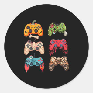 Halloween Skeleton Gamer Zombie Gaming Controllers Classic Round Sticker