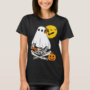Halloween Skeleton Ghost Gamer Scary Pumpkin Boys  T-Shirt