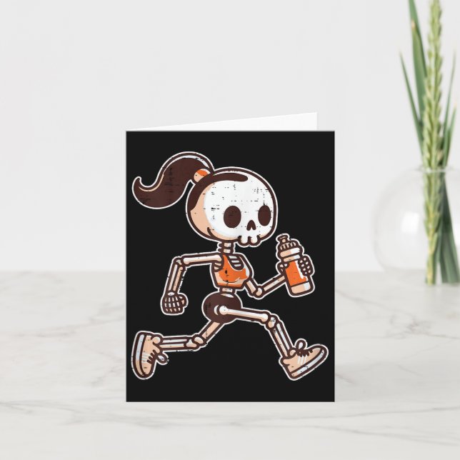 Halloween Skeleton Girl Running Costume Women Girl Card (Front)