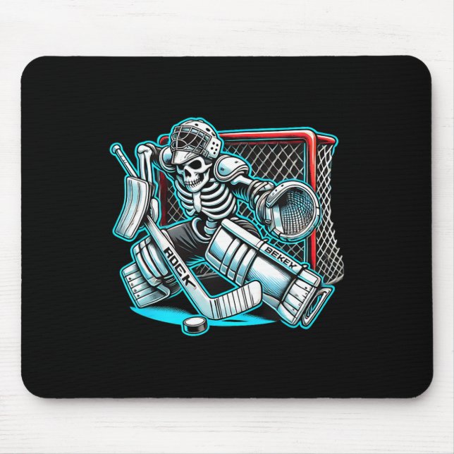 Halloween Skeleton Goalie Hockey  Mouse Pad (Front)