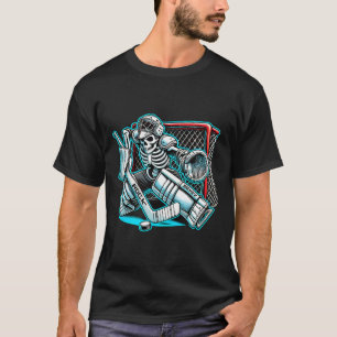 Halloween Skeleton Goalie Hockey T-Shirt