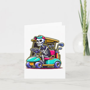 Halloween Skeleton Golf Cart Golfer 1  Card