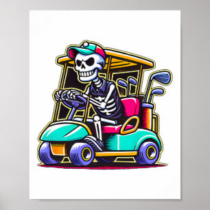 Halloween Skeleton Golf Cart Golfer 1 Poster
