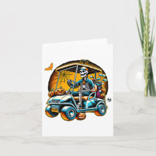 Halloween Skeleton Golf Cart Golfer  Card