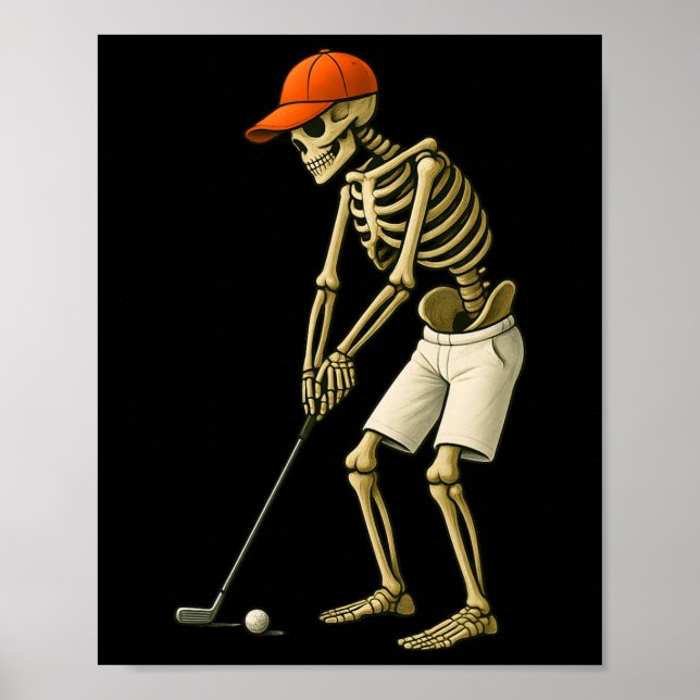 Halloween Skeleton Golf Costume Funny Men Boys Kid Poster (Front)