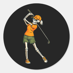 Halloween Skeleton Golf Costume Women Spooky Classic Round Sticker