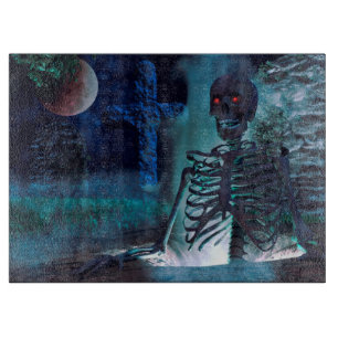 Halloween Skeleton Gravesite Cutting Board