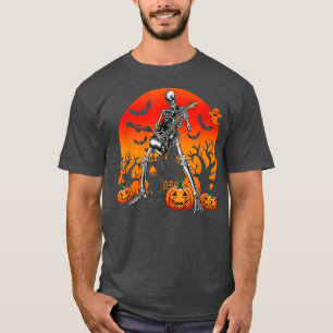 Halloween Skeleton Guitar Rock Band Jack O Lantern T-Shirt