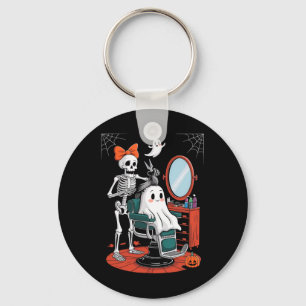 Halloween Skeleton Hairdresser Hairstylist Key Ring