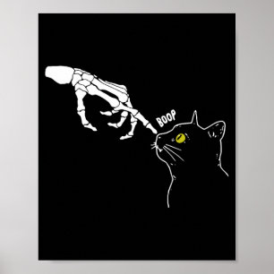 Halloween Skeleton Hand Cat Boop Funny Costume Cat Poster
