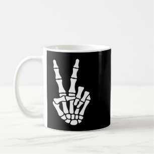 Halloween Skeleton Hand Peace Sign Bone Halloween Coffee Mug
