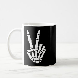 Halloween Skeleton Hand Peace Sign Bone Halloween Coffee Mug