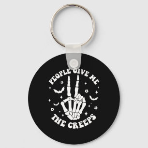 Halloween Skeleton Hand People Give Me The Creeps Key Ring
