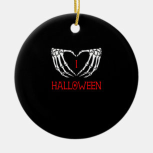 Halloween Skeleton Hands Forming Heart Gothic Ceramic Ornament
