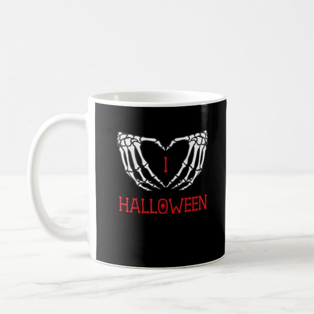 Halloween Skeleton Hands Forming Heart Gothic Coffee Mug (Left)