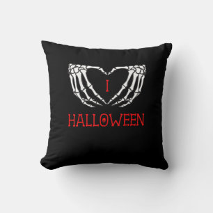 Halloween Skeleton Hands Forming Heart Gothic Cushion