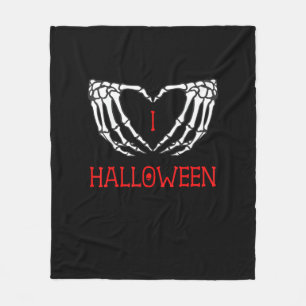 Halloween Skeleton Hands Forming Heart Gothic Fleece Blanket