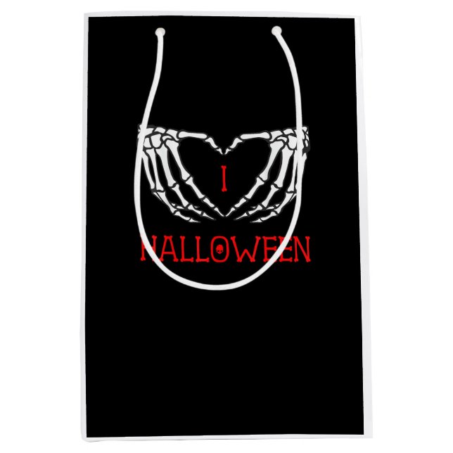 Halloween Skeleton Hands Forming Heart Gothic Medium Gift Bag (Front)