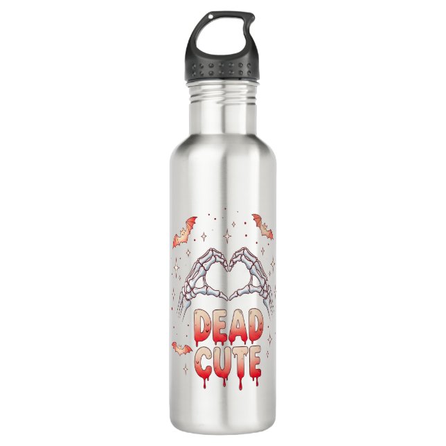 halloween Skeleton Hands Heart, Bats & Blood 710 Ml Water Bottle (Front)