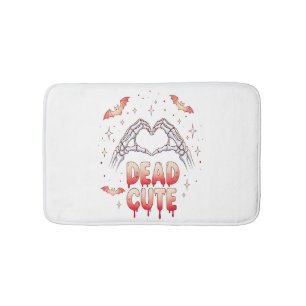 halloween Skeleton Hands Heart, Bats & Blood Bath Mat