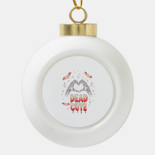 halloween Skeleton Hands Heart, Bats & Blood Ceramic Ball Christmas Ornament