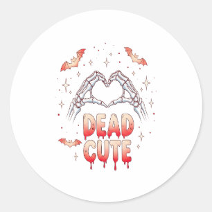 halloween Skeleton Hands Heart, Bats & Blood Classic Round Sticker