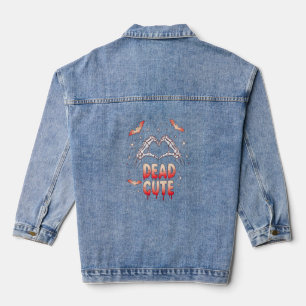 halloween Skeleton Hands Heart, Bats & Blood Denim Jacket