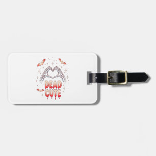 halloween Skeleton Hands Heart, Bats & Blood Luggage Tag