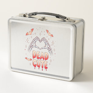 halloween Skeleton Hands Heart, Bats & Blood Metal Lunch Box