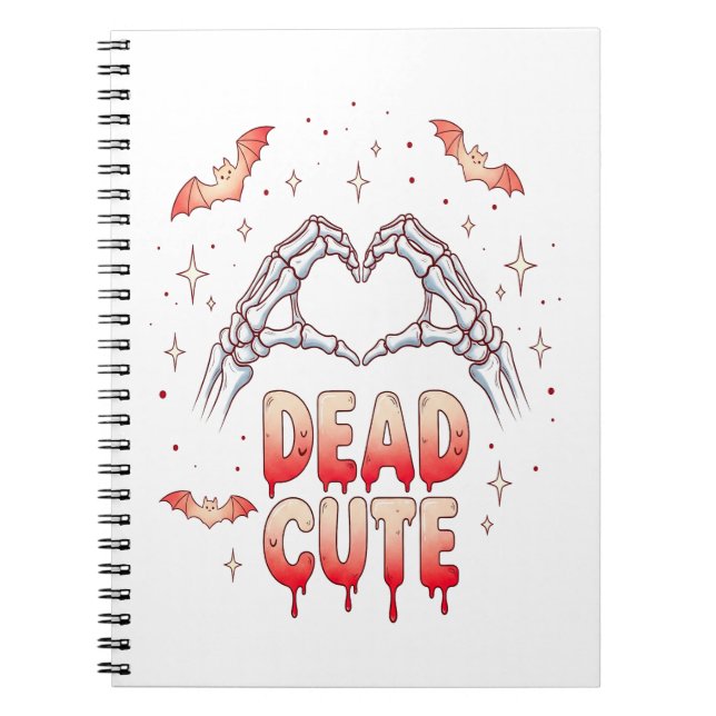 halloween Skeleton Hands Heart, Bats & Blood Notebook (Front)
