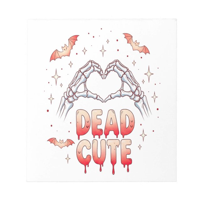 halloween Skeleton Hands Heart, Bats & Blood Notepad (Front)