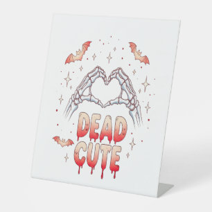 halloween Skeleton Hands Heart, Bats & Blood Pedestal Sign