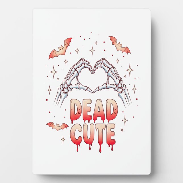 halloween Skeleton Hands Heart, Bats & Blood Plaque (Front)