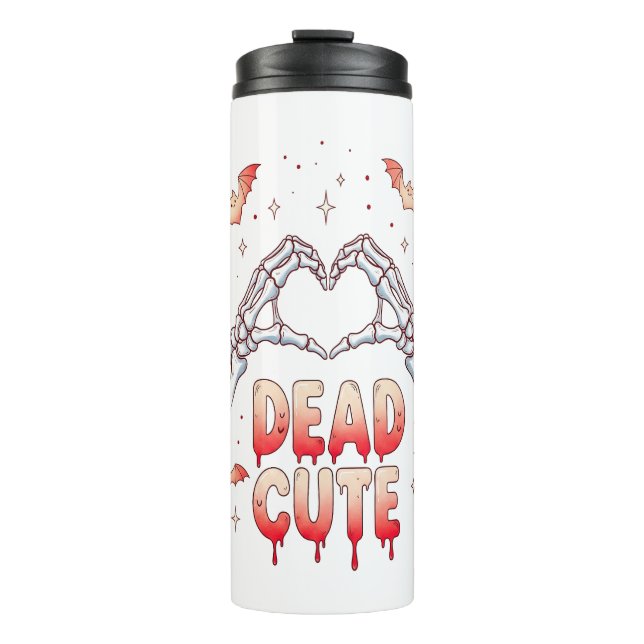 halloween Skeleton Hands Heart, Bats & Blood Thermal Tumbler (Front)