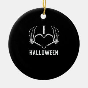 Halloween Skeleton Hands Heart Cute Women Girls Ki Ceramic Ornament