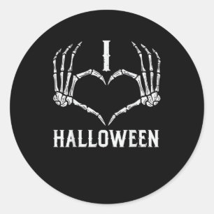 Halloween Skeleton Hands Heart Cute Women Girls Ki Classic Round Sticker