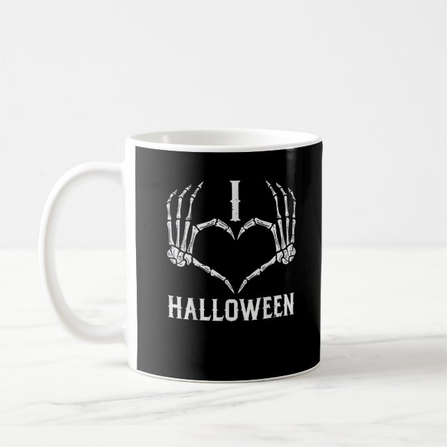 Halloween Skeleton Hands Heart Cute Women Girls Ki Coffee Mug (Left)