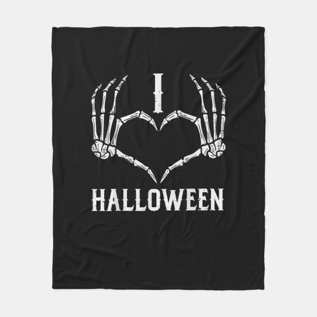Halloween Skeleton Hands Heart Cute Women Girls Ki Fleece Blanket (Front)