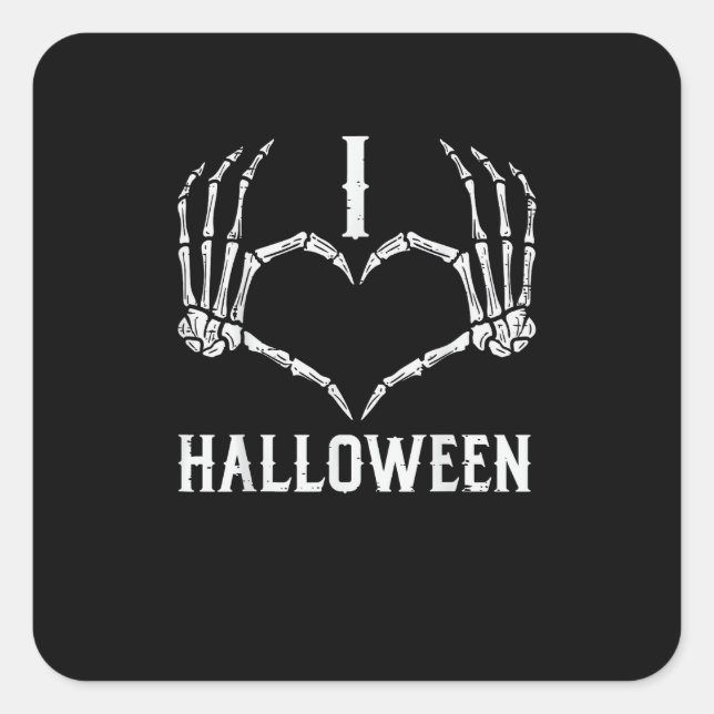 Halloween Skeleton Hands Heart Cute Women Girls Ki Square Sticker (Front)