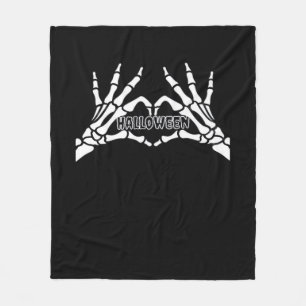Halloween - Skeleton Hands Heart Fleece Blanket